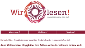 Anna Weidenholzer bloggt über ihre Zeit als writer-in-residence in New York