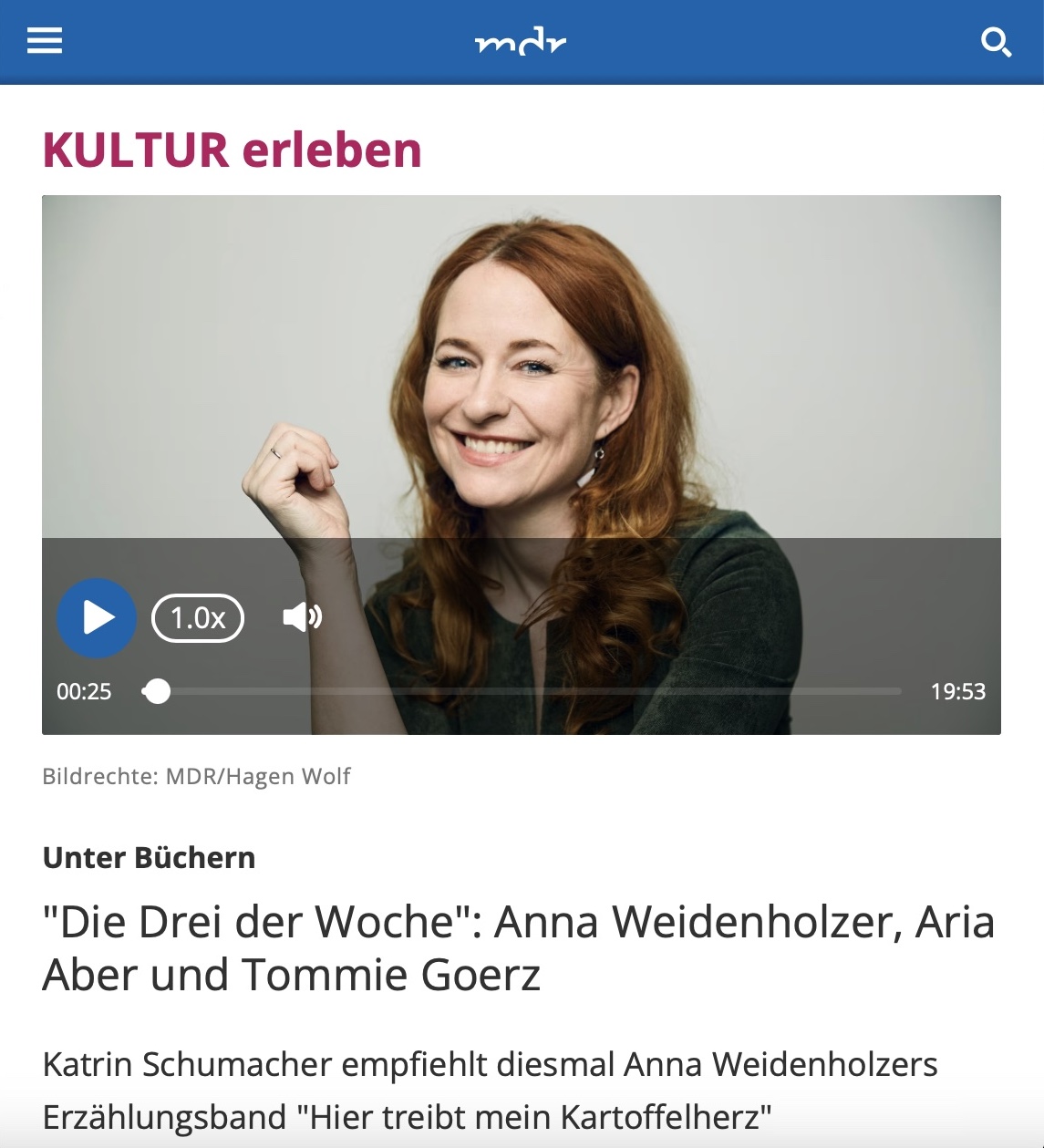 Die Drei der Woche - Anna Weidenholzer, Hier treibt mein Kartoffelherz